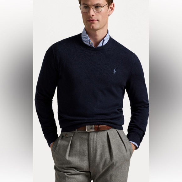 NWT Polo Ralph Lauren Men's 100% Cashmere Dark Blue Crewneck Sweater Size M - Picture 4 of 12